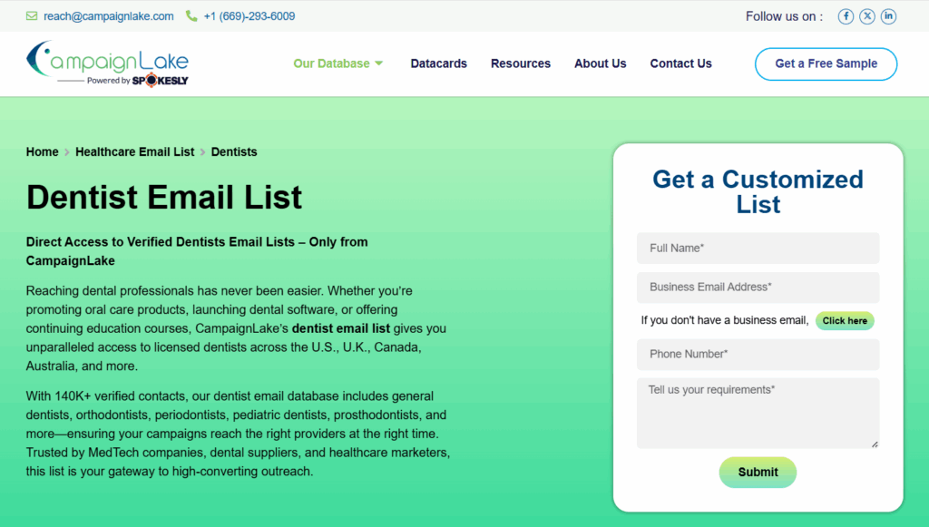 Dentist email list
